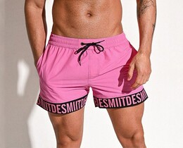 Фото - Шорты для плавания мужские Desmit розовые с надписями - Men box