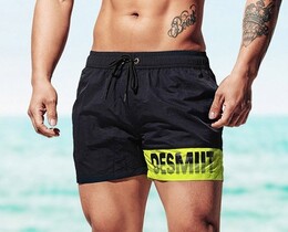 Фото - Пляжные шорты Desmit черные с салатовой вставкой - Men box