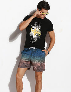 Фото - Пляжные шорты Qike разноцветные с растительным принтом - Men box