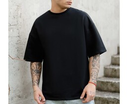 Фото - Хлопковая базовая футболка Staff black oversize premium - Men box