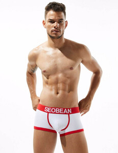 Фото - Боксеры Seobean с красной окантовкой. Цвет: белый - Men box