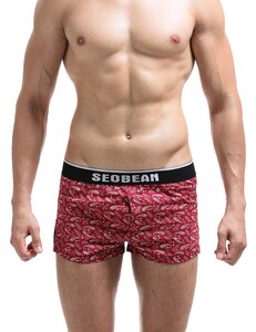 Фото - Мужские трусы Seobean красного цвета в узор "пейсли" - Men box