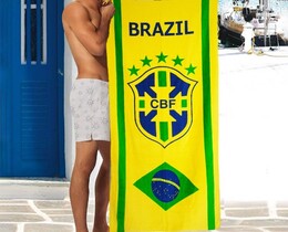 Фото - Мужское пляжное полотенце Shamrock желтое с лого Brazil - Men box