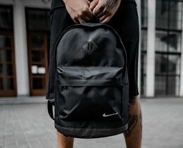 Фото - Мужской рюкзак черного цвета с дном из экокожи - Men box