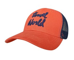 Фото - Детская кепка Sport Line оранжевая с надписью Travel World - Men box