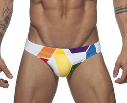 Фото - Плавки мужские Sport Line белые с разноцветным принтом - Men box