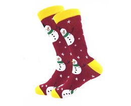 Фото - Носки высокие от Friendly Socks бордового цвета "Снеговик" - Men box
