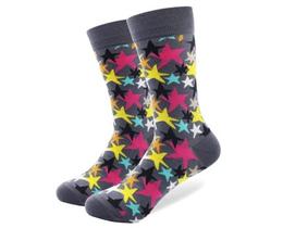 Фото - Высокие носки Friendly Socks "Звездопад" серого цвета - Men box