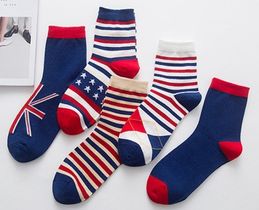 Фото - Набор мужских носков в темно-синих тонах с флагами Британии и США - Men box